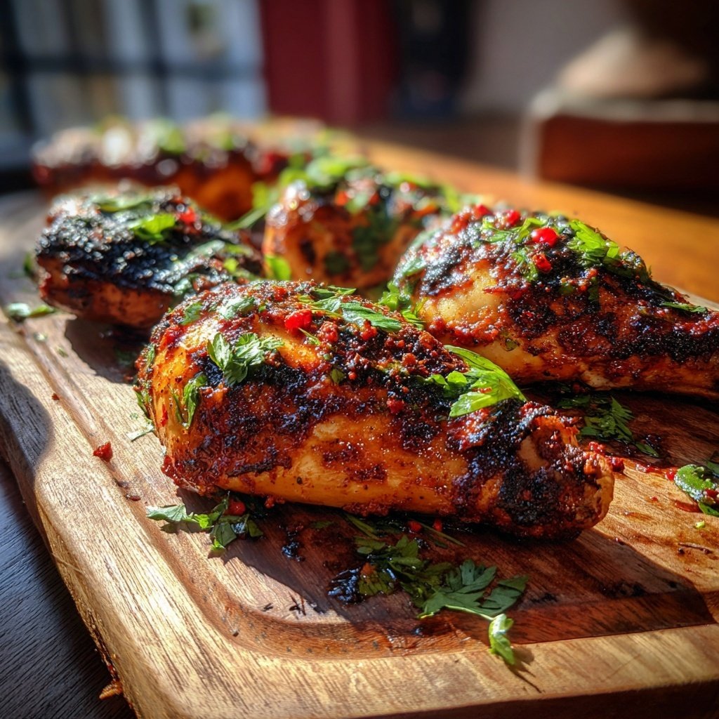 Gegrillte Hähnchen Keulen Mit Paprika Marinade