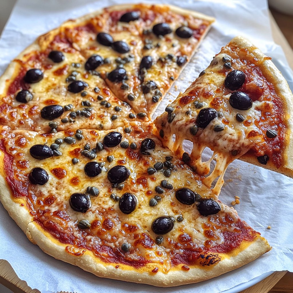 Pizza mit Oliven und Kapern